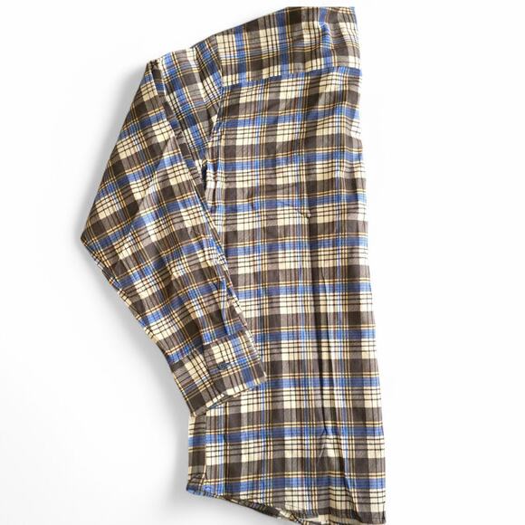 Men's Flannel Shirt L Plaid Button Down LS Brown Blue Western Workwear Outdoor - Picture 9 of 13